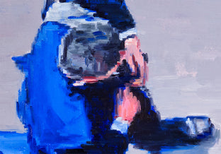 Original art for sale at UGallery.com | Man in Blue Suit Walking in Paris Triptych by Warren Keating | $2,150 | oil painting | 12' h x 48' w | photo 3