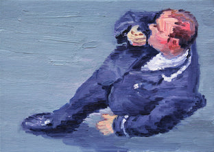 Original art for sale at UGallery.com | Hotel Bell Hop on Walkie-Talkie in Paris by Warren Keating | $300 | oil painting | 5' h x 7' w | photo 1