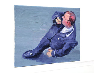 Hotel Bell Hop on Walkie-Talkie in Paris by Warren Keating |   Closeup View of Artwork 