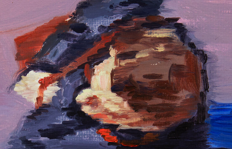 Parisian Man With Leather Bags by Warren Keating |  Side View of Artwork 