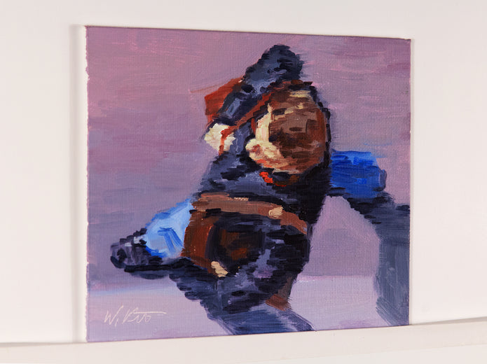 Parisian Man With Leather Bags by Warren Keating |  Context View of Artwork 