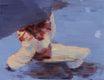 Original art for sale at UGallery.com | Parisian with Umbrella Wearing Winter Boots #2 by Warren Keating | $400 | oil painting | 8' h x 10' w | thumbnail 4