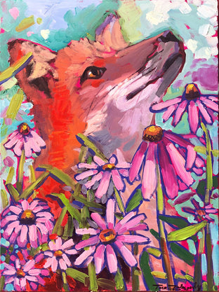 Original art for sale at UGallery.com | Flower Fox by Tara Zalewsky-Nease | $800 | oil painting | 24' h x 18' w | photo 1