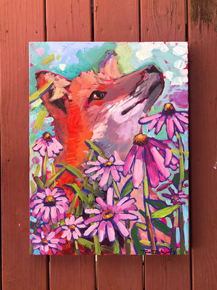 Original art for sale at UGallery.com | Flower Fox by Tara Zalewsky-Nease | $800 | oil painting | 24' h x 18' w | photo 3