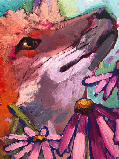 Flower Fox by Tara Zalewsky-Nease |   Closeup View of Artwork 