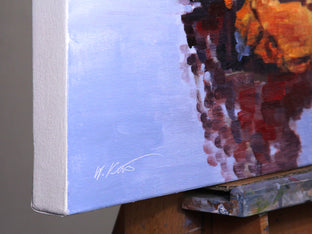 Paris Couple in Orange and Blue Walking Sequence by Warren Keating |  Side View of Artwork 