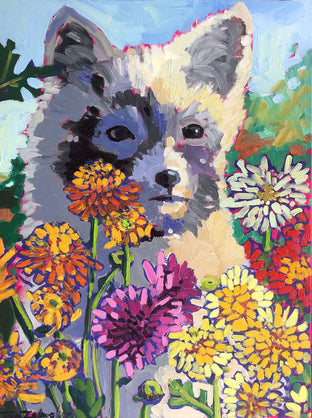 Original art for sale at UGallery.com | Chrysanthemum Fox by Tara Zalewsky-Nease | $800 | oil painting | 24' h x 18' w | photo 1