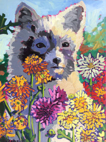 oil painting by Tara Zalewsky-Nease titled Chrysanthemum Fox
