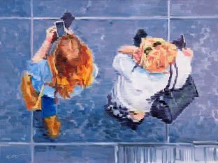 Original art for sale at UGallery.com | Hollywood Girlfriends on Mobile Phones by Warren Keating | $1,575 | oil painting | 18' h x 24' w | photo 1