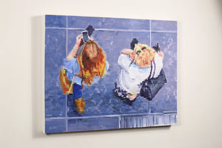 Original art for sale at UGallery.com | Hollywood Girlfriends on Mobile Phones by Warren Keating | $1,575 | oil painting | 18' h x 24' w | photo 3