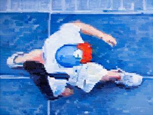 Original art for sale at UGallery.com | Red Cap And Cargo Shorts On Hollywood Boulevard by Warren Keating | $1,475 | oil painting | 18' h x 24' w | photo 1