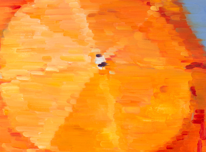 Orange Umbrella In Paris Rain #8 by Warren Keating |   Closeup View of Artwork 