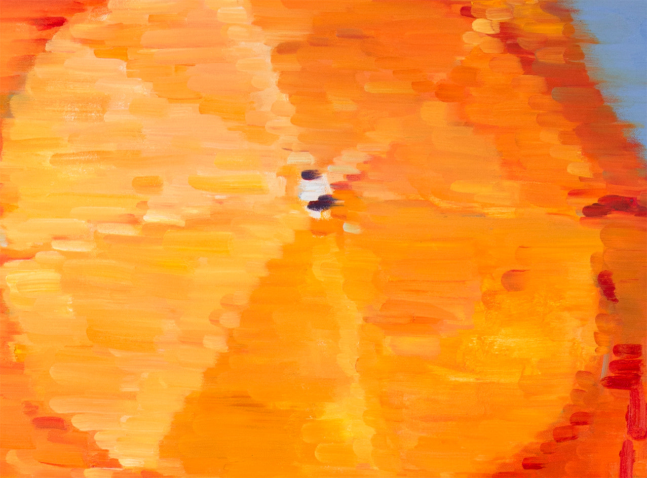 Orange Umbrella In Paris Rain #8 by Warren Keating |  Closeup View of Artwork 