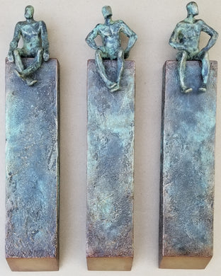 Original art for sale at UGallery.com | Small Beings in Columns (Set of 3) by Yelitza Diaz | $1,700 | mixed media artwork | 20' h x 16' w | photo 1