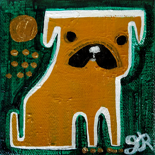 Pug on Green by Jessica JH Roller |  Artwork Main Image 