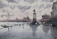 Original art for sale at UGallery.com | Man on the Horse, Venice Waterfront by Swarup Dandapat | $750 | watercolor painting | 15' h x 22' w | thumbnail 1