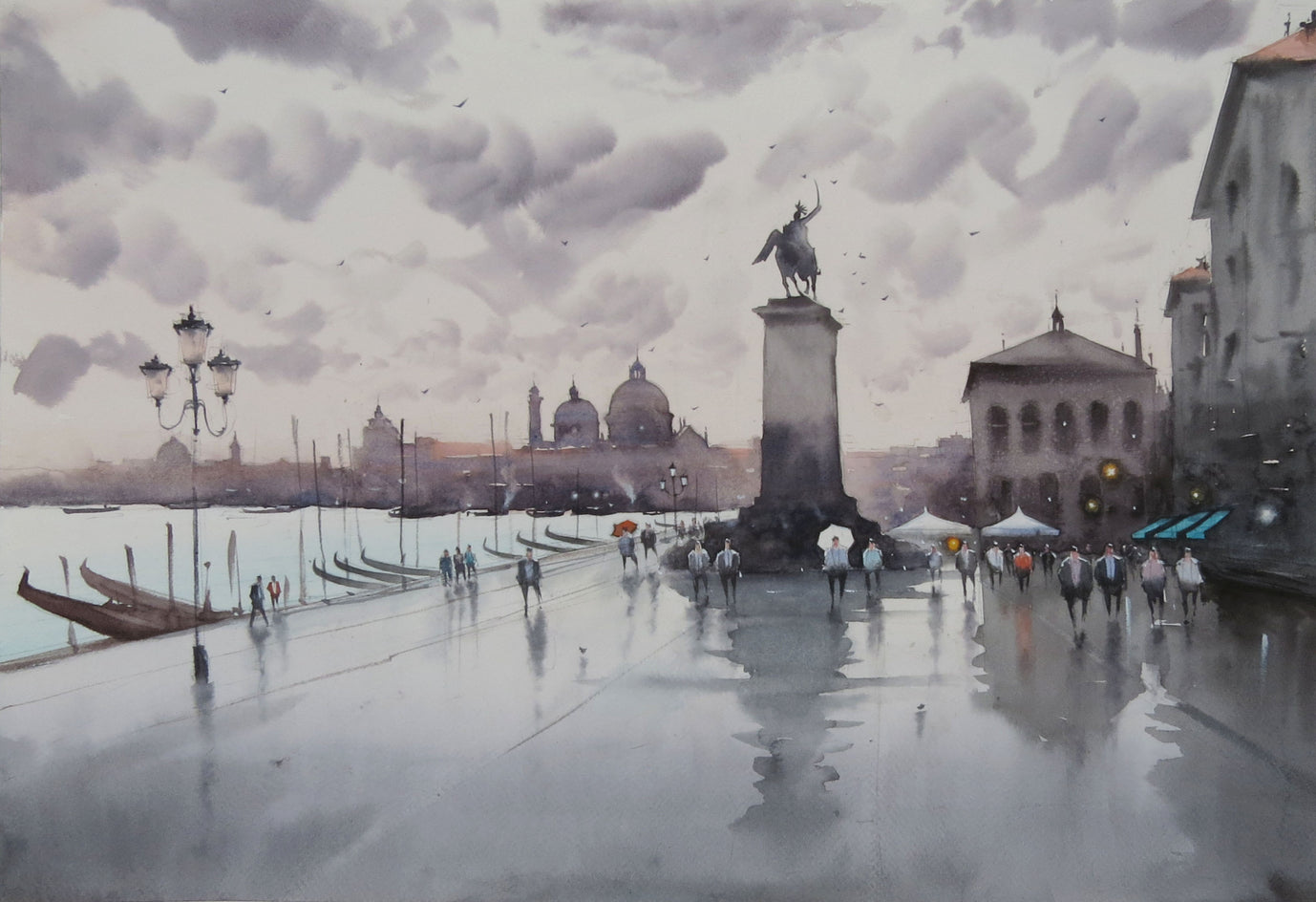 Man on the Horse, Venice Waterfront by Swarup Dandapat |  Artwork Main Image 