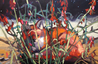 Original art for sale at UGallery.com | Desert Night Fox by Tara Zalewsky-Nease | $1,100 | oil painting | 24' h x 36' w | photo 1