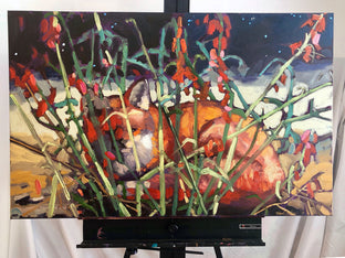 Original art for sale at UGallery.com | Desert Night Fox by Tara Zalewsky-Nease | $1,100 | oil painting | 24' h x 36' w | photo 3