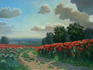 Original art for sale at UGallery.com | Poppy Path by Stefan Conka | $1,400 | oil painting | 23.6' h x 31.4' w | photo 1