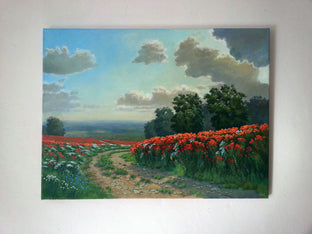 Original art for sale at UGallery.com | Poppy Path by Stefan Conka | $1,400 | oil painting | 23.6' h x 31.4' w | photo 3