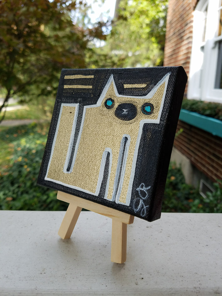 Siamese Cat on Black by Jessica JH Roller |  Side View of Artwork 