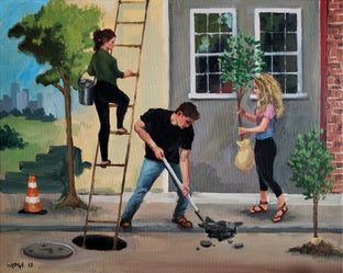 Original art for sale at UGallery.com | Transplanting by Michael Wedge | $600 | oil painting | 16' h x 20' w | photo 1