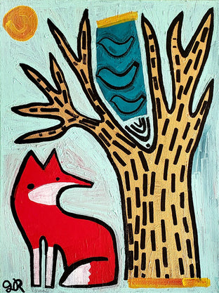 Original art for sale at UGallery.com | Fox Wren Tree by Jessica JH Roller | $375 | acrylic painting | 16' h x 12' w | photo 2