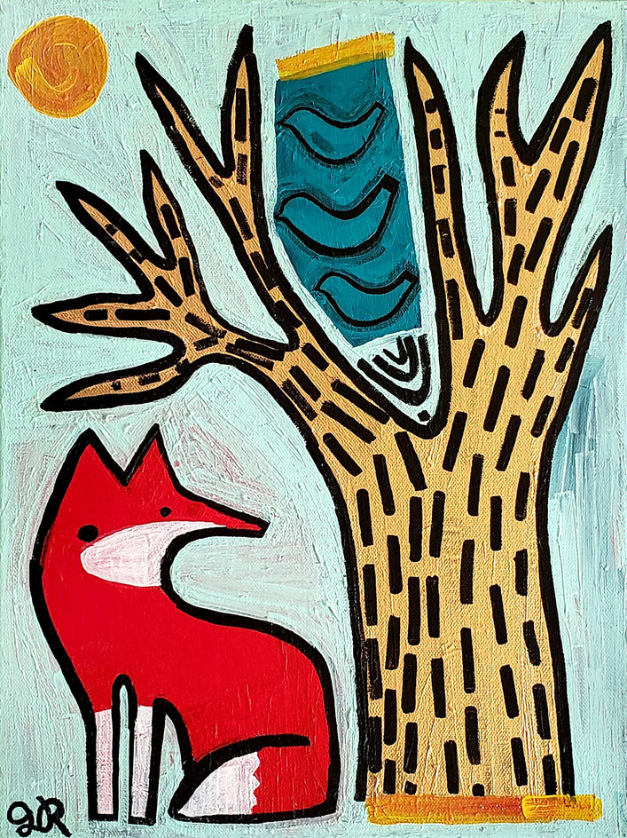 Fox Wren Tree by Jessica JH Roller |  Side View of Artwork 