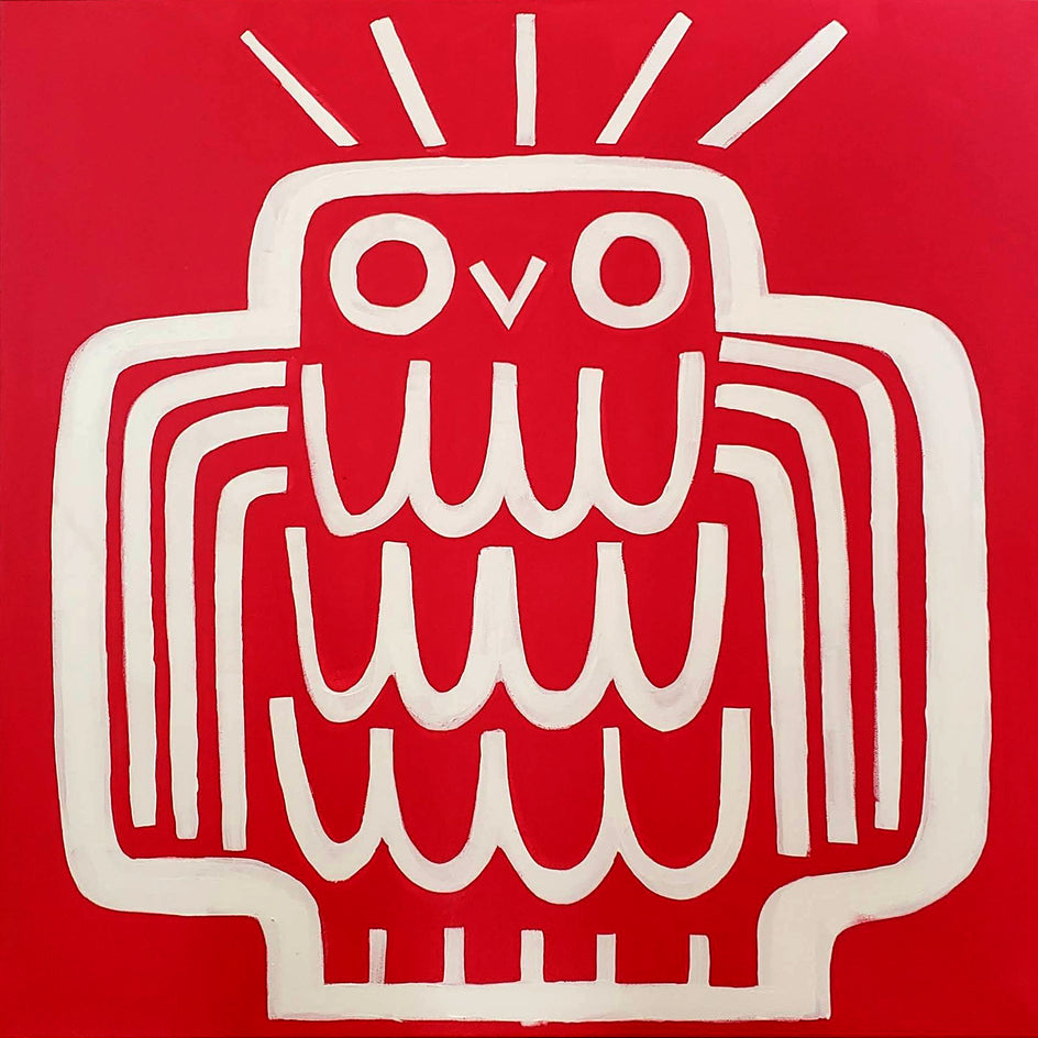 Owl on Red by Jessica JH Roller |  Artwork Main Image 