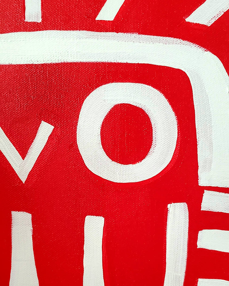 Owl on Red by Jessica JH Roller |  Closeup View of Artwork 