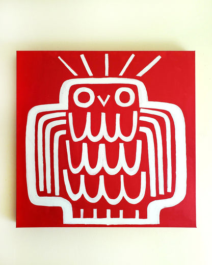 Owl on Red by Jessica JH Roller |  Context View of Artwork 