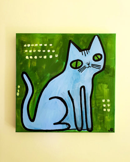 Blue Cat on Green by Jessica JH Roller |  Context View of Artwork 
