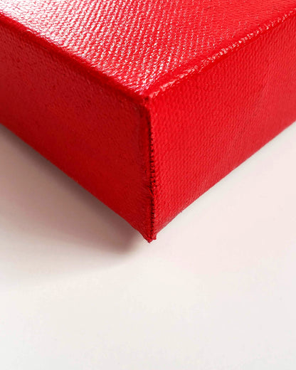 Owl on Red by Jessica JH Roller |  Side View of Artwork 