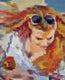 Original art for sale at UGallery.com | Blonde Taking Photo with Star on Hollywood Boulevard by Warren Keating | $450 | oil painting | 10' h x 8' w | thumbnail 4
