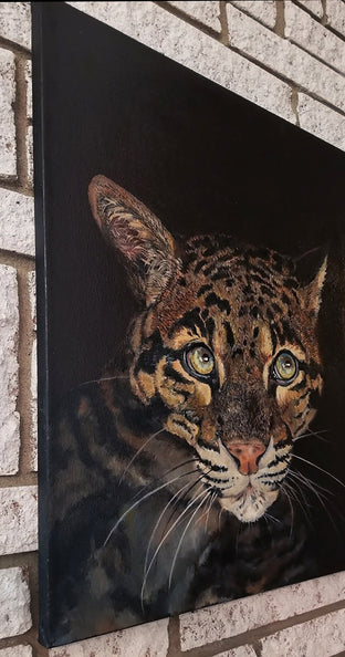 Original art for sale at UGallery.com | Clouded Leopard by Jan Fontecchio Perley | $1,350 | oil painting | 24' h x 24' w | photo 2