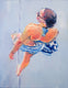 Original art for sale at UGallery.com | Young Woman Beachgoer at Santa Monica Pier by Warren Keating | $650 | oil painting | 14' h x 11' w | thumbnail 1