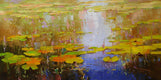 Original art for sale at UGallery.com | Waterlilies Sunny Day by Vahe Yeremyan | $1,200 | oil painting | 22' h x 45' w | thumbnail 1