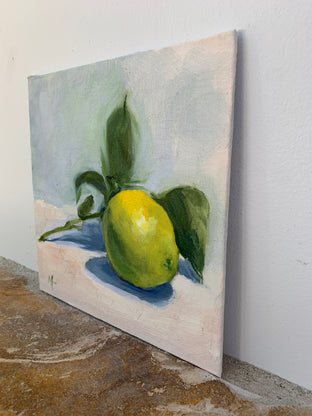 Original art for sale at UGallery.com | Single Lime on a Branch by Malia Pettit | $425 | oil painting | 8' h x 8' w | photo 2