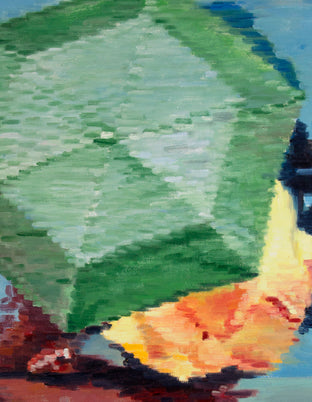 Original art for sale at UGallery.com | Green Umbrella in Paris Rain by Warren Keating | $1,675 | oil painting | 24' h x 18' w | photo 4