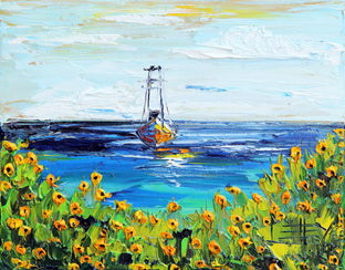 Original art for sale at UGallery.com | Sailing in Monterey by Lisa Elley | $300 | oil painting | 8' h x 10' w | photo 1