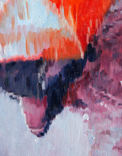 Red Umbrella in Paris Rain by Warren Keating |   Closeup View of Artwork 