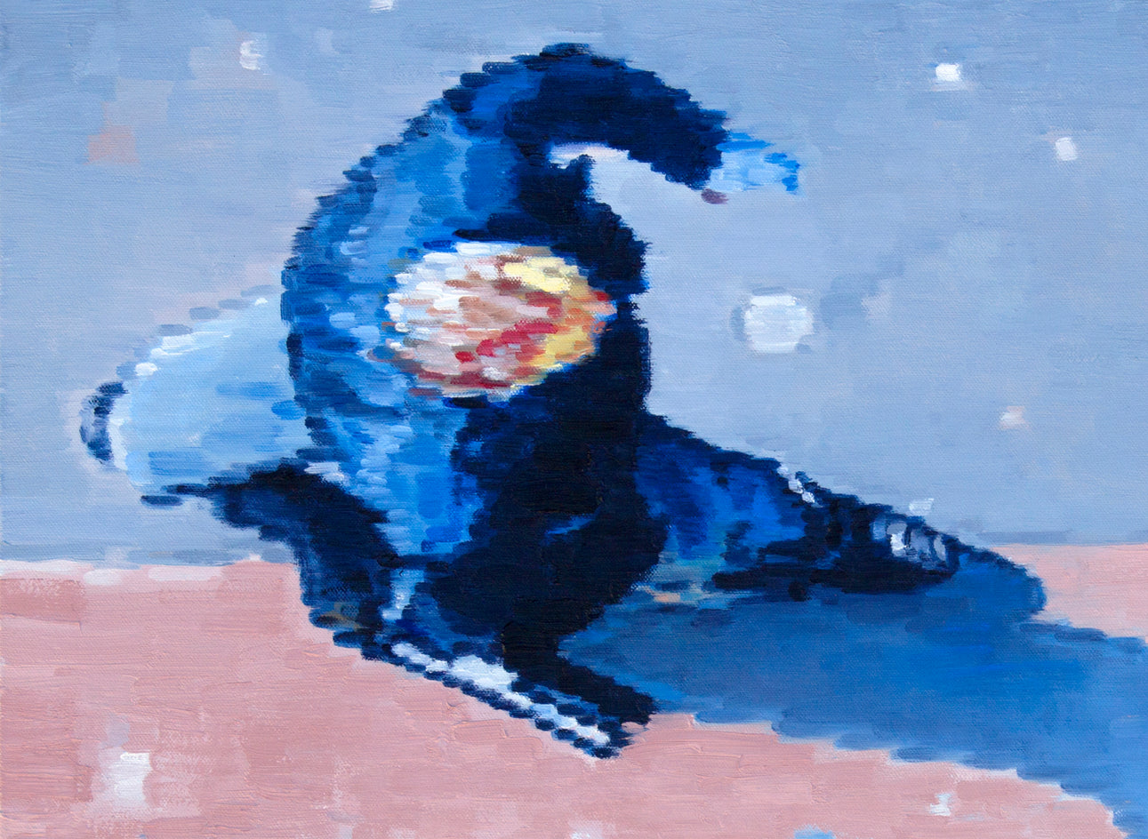 Shadow of a Man in Paris with Paper and Briefcase by Warren Keating |  Closeup View of Artwork 