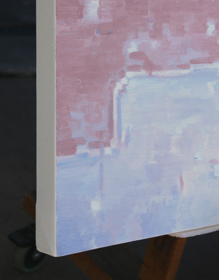 Shadow of a Man in Paris with Paper and Briefcase by Warren Keating |  Side View of Artwork 