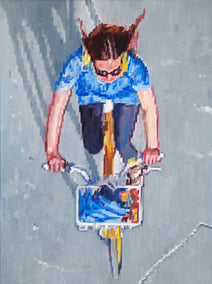 oil painting by Warren Keating titled Bicycling on a SummerÕs Day