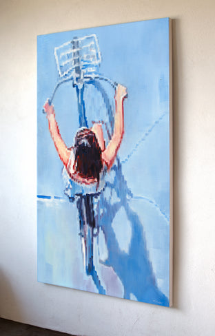 Woman Bicycling on a Summer Day by Warren Keating |  Context View of Artwork 