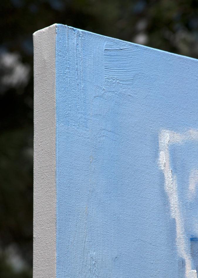 Woman Bicycling on a Summer Day by Warren Keating |  Side View of Artwork 