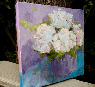 Original art for sale at UGallery.com | Hydrangeas by Judy Mackey | $500 | oil painting | 12' h x 12' w | photo 2