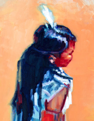 Little Eagle Dancer in Pecos, New Mexico by Warren Keating |   Closeup View of Artwork 