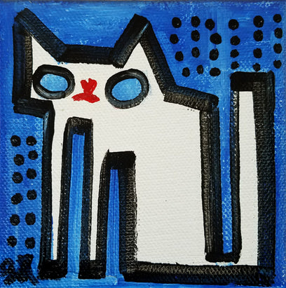 White Cat on Blue by Jessica JH Roller | Artwork Main Image